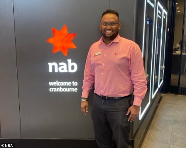 NAB Client Advisor Dilan Pathirannahalage (pictured) saved a woman from transferring $2000 to a scammer she thought was her boyfriend.