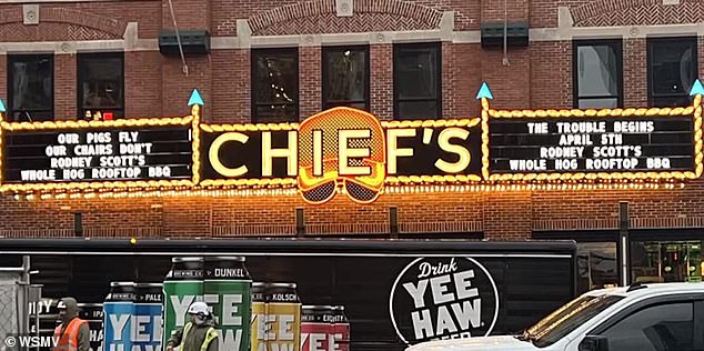 On the marquee of the new Chief's bar it reads at the top left: 