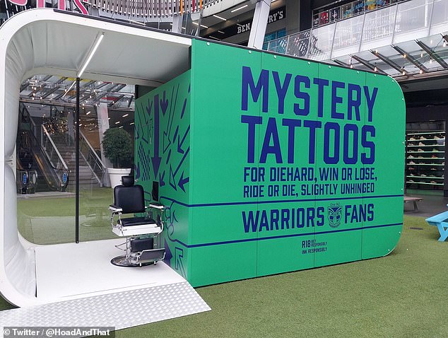 This pop-up tattoo parlor in Auckland last year gave Warriors fans the chance to get a free, permanent design on their arm ahead of the NRL finals.