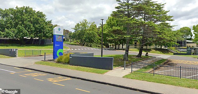 The girl, a student at Green Bay High School (pictured) in West Auckland, New Zealand, was allegedly attacked on March 19 at 4:23 p.m.