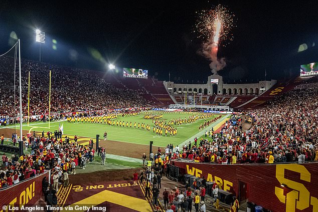 Pictured is the home of the University of Southern California Trojans football team.  The average annual cost of attending college is more than $77,000 a year.  Your return on investment is $170,000 after ten years, according to the analysis