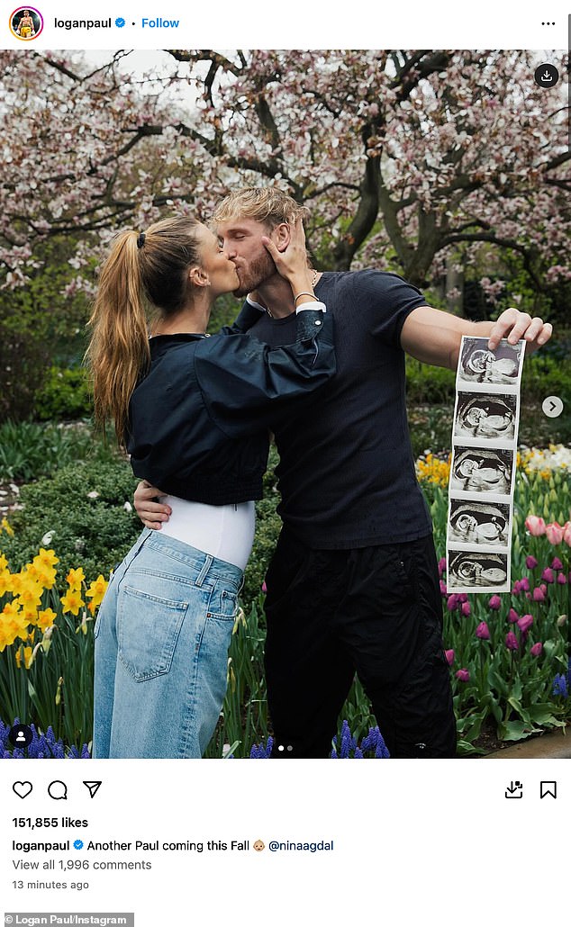 Nina Agdal is pregnant with her first child with her fiancé Logan Paul