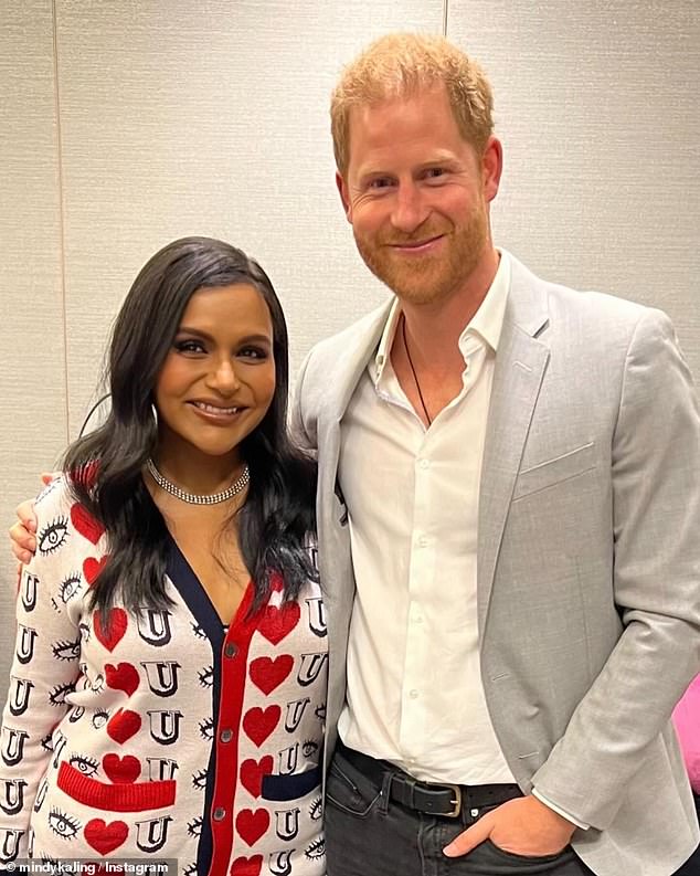 Last week, comedian, writer and actress Mindy posted a photo on her Instagram account of her with Prince Harry after they met at a life coaching event in San Francisco.