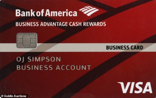 OJ Simpson's Bank of America credit card sold for more than $10,000 at auction