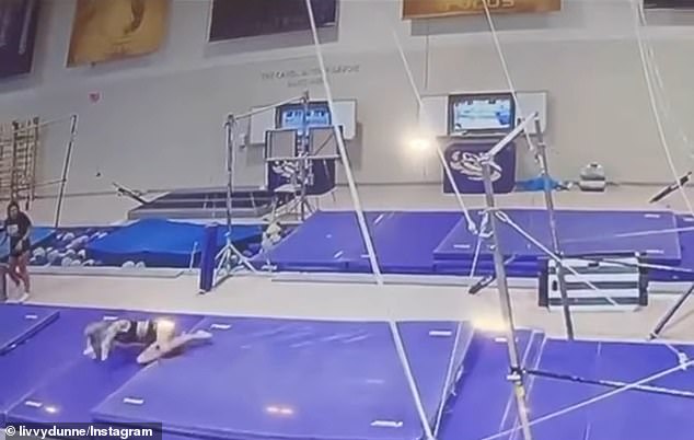 Olivia Dunne dropped practice footage shared of her attempt to do a backflip on bars on Wednesday.