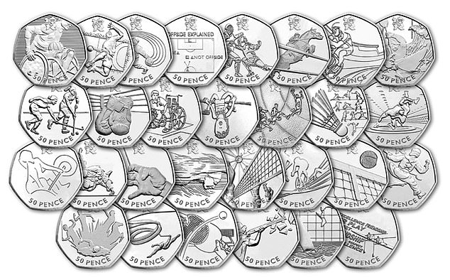 Record year: 2011 was by far the largest number of 50p coin designs issued by the Royal Mint, with 29 Olympic designs alone.