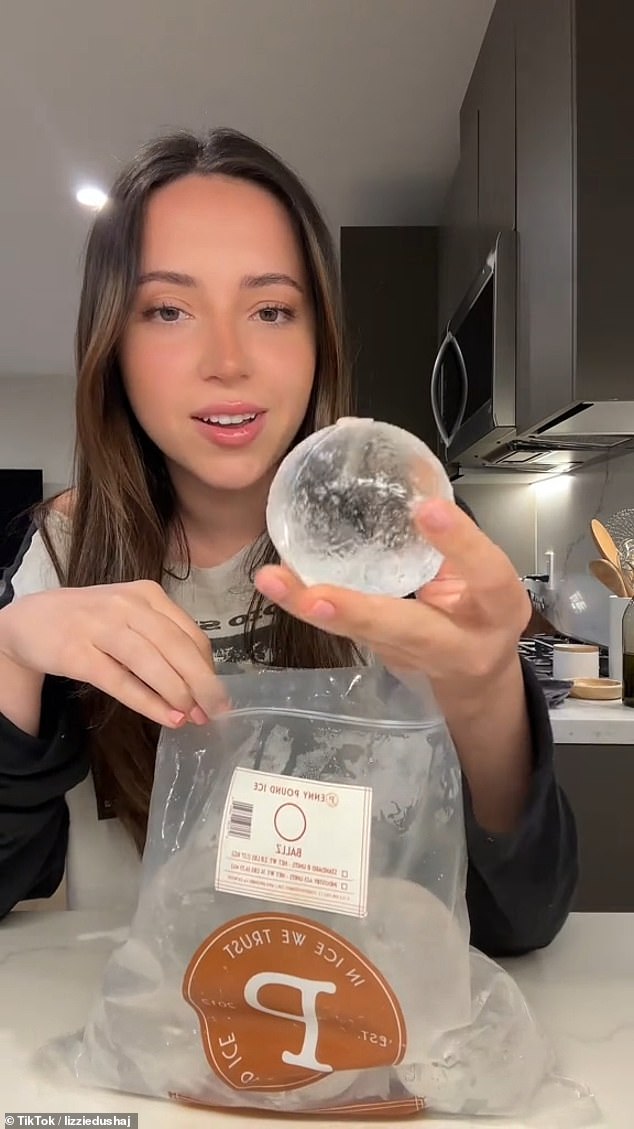 Lizzie Dushaj, a young influencer, decided to buy a $30 bag of specialty cocktail ice from a high-end grocery store to test if it really works.