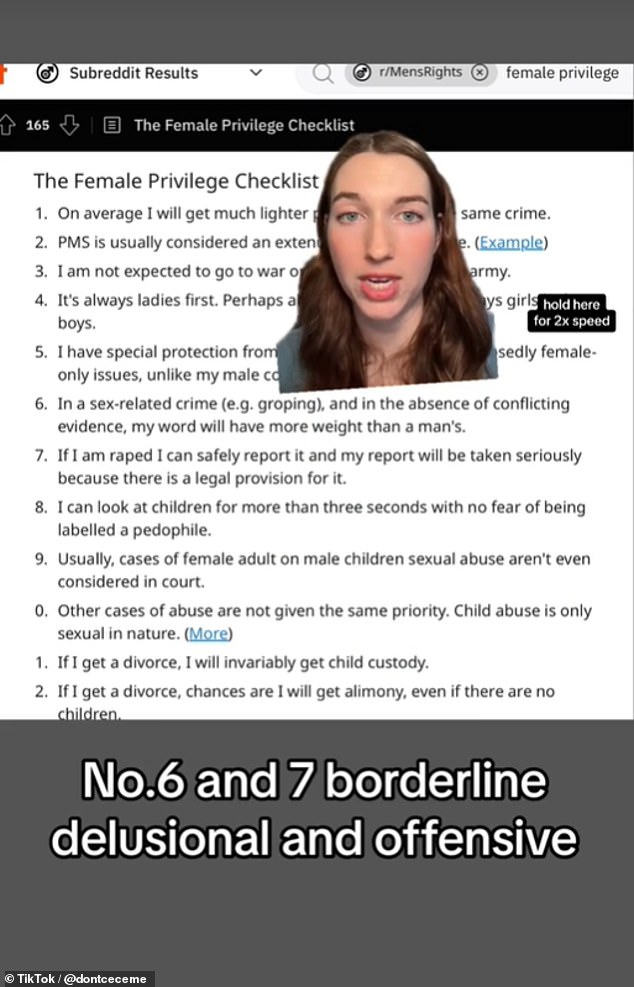 Cece, who posts under the TikTok handle @dontceceme, decided to share the controversial list with her followers and dispute every point.