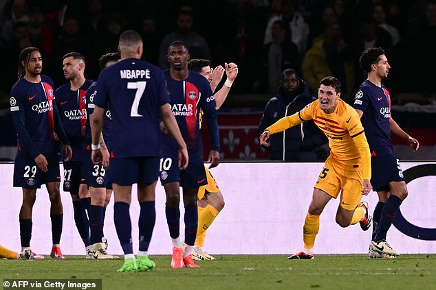Barcelona won a five-goal thriller with PSG in the first leg of the Champions League quarterfinals.