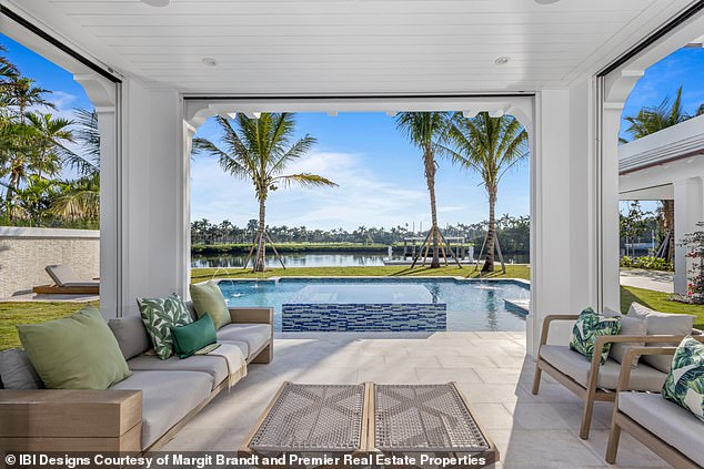 The six-bedroom, seven-and-a-half-bathroom property sits right on the water, promising its future owner an unparalleled view of Lake Worth Lagoon.