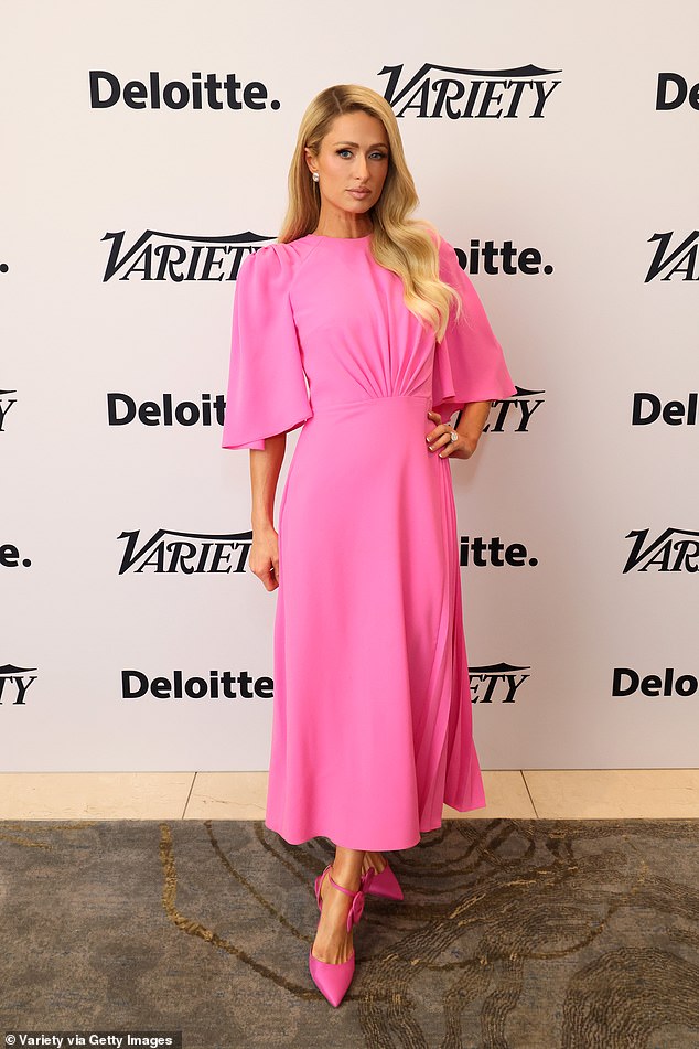 Paris Hilton wowed dressed in head-to-toe pink while attending the 2024 Variety Entertainment Marketing Summit at the Beverly Hilton Hotel in Beverly Hills on Wednesday.