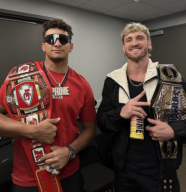 Patrick Mahomes is in the house for the WWE Draft after attending the event with Logan Paul