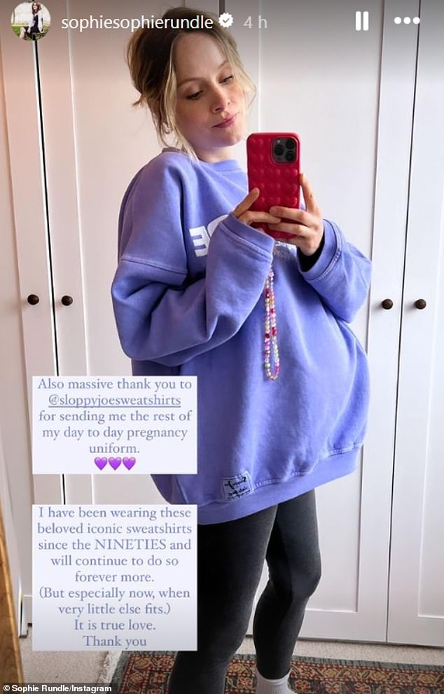 The actress, 35, previously confirmed she was expecting her second child during an appearance on The One Show in January, however this is the first time she has shared an update.