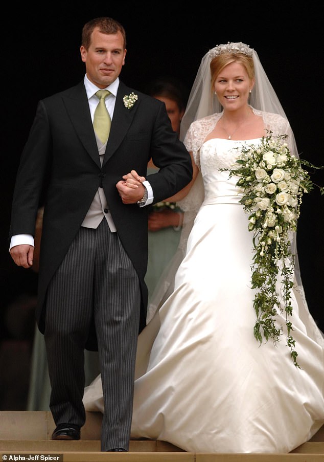 Peter and Autumn Phillips on their wedding day at St George's Chapel in Windsor on May 17, 2008. They have now separated.  The couple sold photographs from their 2008 wedding to Hello!  Magazine for £500,000, causing outrage within the royal family