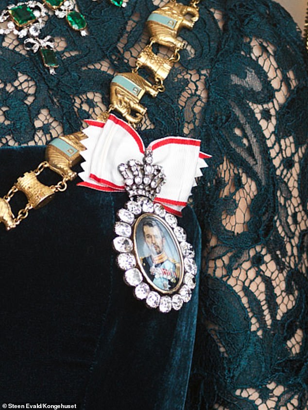 Mary donned the Order of the King (pictured), which is reserved only for female members of the royal family.