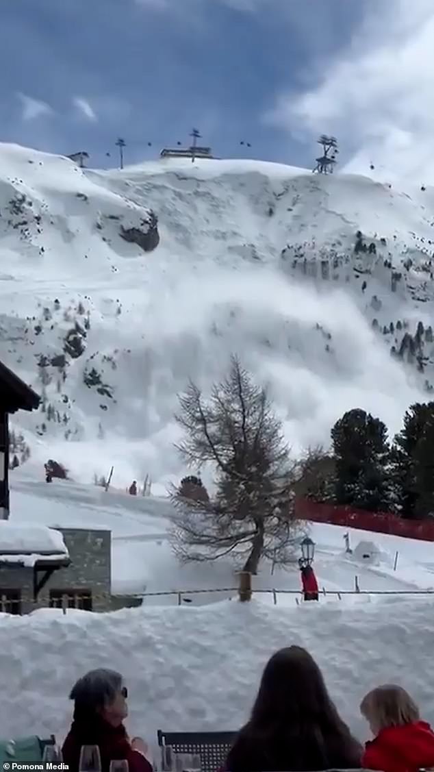 Shocking video shows the moment the avalanche fell near the Riffelberg area