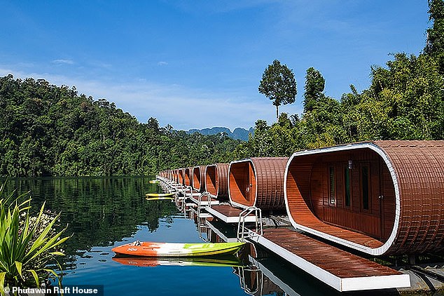 Phutawan Raft House in Thailand is a remarkable floating resort consisting of 32 cabins that can only be reached by boat.