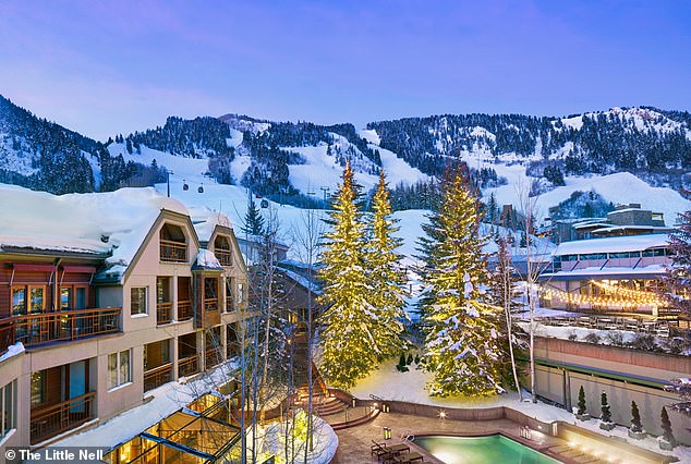 The wealthy resort is frequented by celebrities, Wall Street financiers, real estate moguls and tech founders (pictured: The Little Nell luxury hotel)