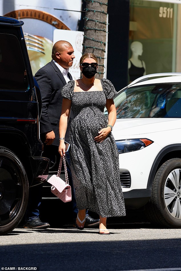 Sofia Richie stepped out in a maternity dress to shop for baby clothes in Beverly Hills on Wednesday.