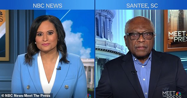 Clyburn spoke with NBC Meet the Press host Kristen Welker on Sunday about the former presidents' presence on the campaign trail.