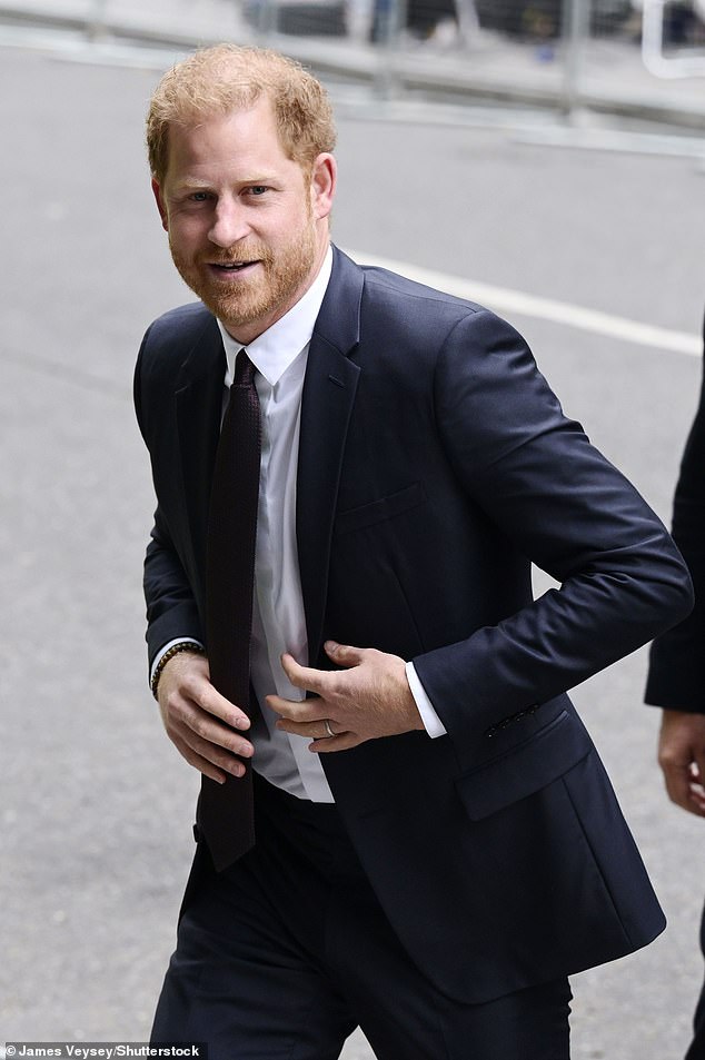 Prince Harry (pictured at the High Court last June) was today ordered to repay taxpayers after losing his High Court battle with the Home Office for downgrading his police protection.