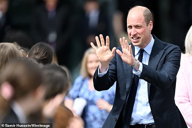 It seemed that William was a hit with the schoolchildren when he greeted them twice on the way out.