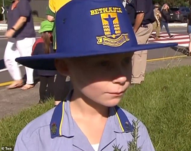 A Queensland schoolboy (pictured) said he didn't march in the Anzac parade to honor his veteran great-grandfather, but 