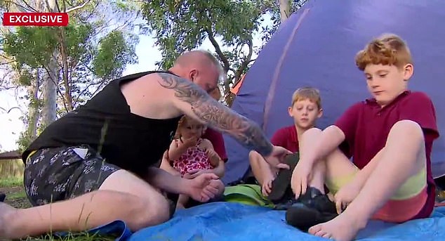 A young Queensland family of eight has been forced to live in a tent for more than six months as they struggle to find a home amid the worsening rental crisis (pictured)