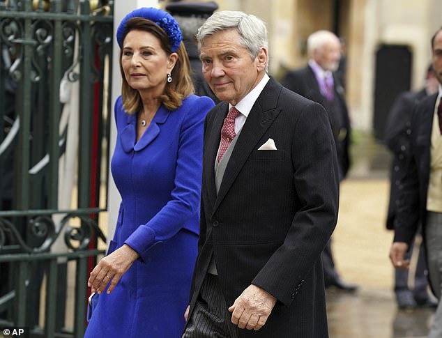 Michael and Carole Middleton arrive at Westminster Abbey ahead of the coronation of King Charles III and Queen Camilla in May last year.