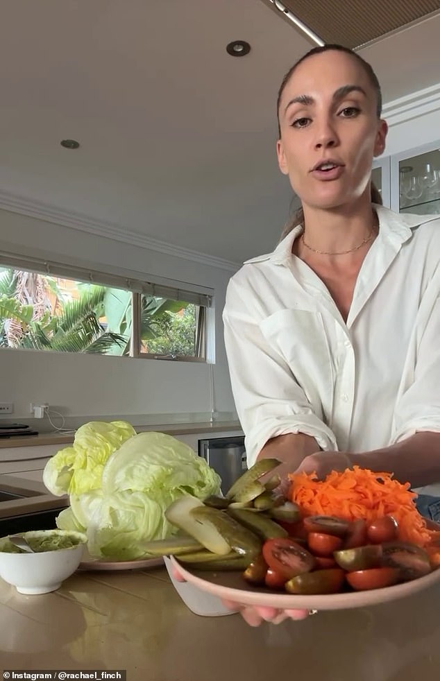 Rachael revealed she was called 'almond mom' and accused of 'endangering' her children after sharing a video of herself making naked burgers for her children (pictured).