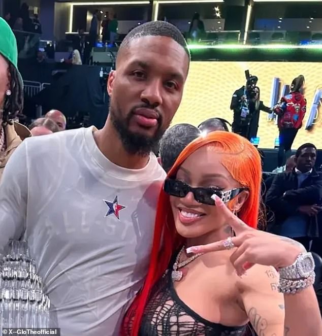 GloRilla posted a photo with Damian Lillard from All-Star Weekend in February