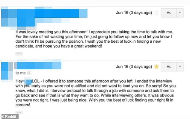 A man revealed the 'immature' and 'unprofessional' response he received from a recruiter