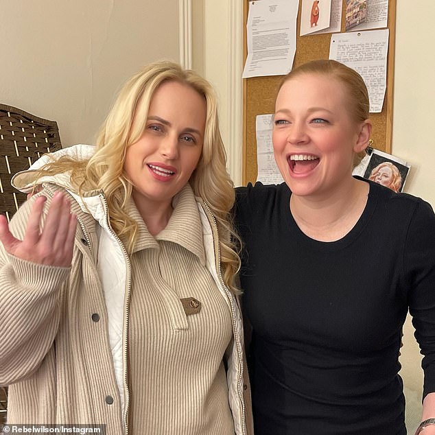 Rebel Wilson, 44 (left), was delighted to reunite with Sarah Snook, 36 (right), on Tuesday, following the success of Snook's new stage adaptation of The Picture of Dorian Gray, which has played in London's West End.