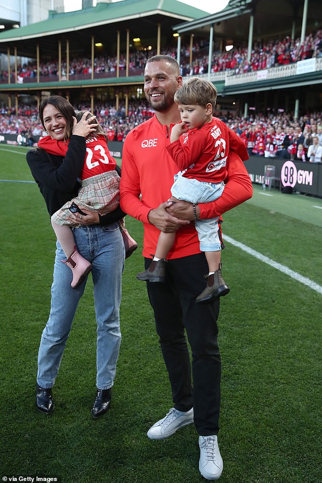 Franklin (pictured with wife Jesinta and children Rocky and Tallulah at his SCG farewell last year) will make a rare post-retirement appearance at the MCG this Sunday.