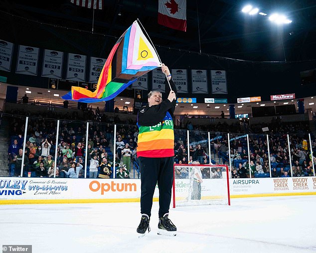 The Pride Night game in Ottawa follows a similarly themed game in Boston last week (pictured), where fans waved flags and held signs to celebrate the game between Boston and Toronto.