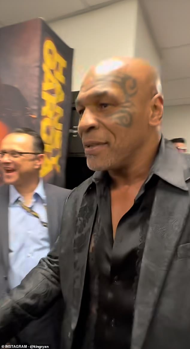 Mike Tyson stopped by Ryan Garcia's locker room before his fight with Devin Haney