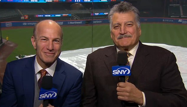 Gary Cohen (left) is seen smiling alongside his SNY broadcast partner Keith Hernandez (right).