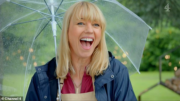 Sara Cox was presented with the Star Baker apron on The Great Celebrity Bake Off for Stand Up to Cancer on Channel 4 on Sunday.