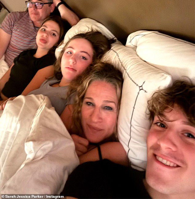 The Sex And The City actress, who shares twin daughters Tabitha and Marion and son James Wilkie, 21, with husband Matthew Broderick, has said it is important to her that her daughters have a healthy relationship with food (they all photographed together as a family)