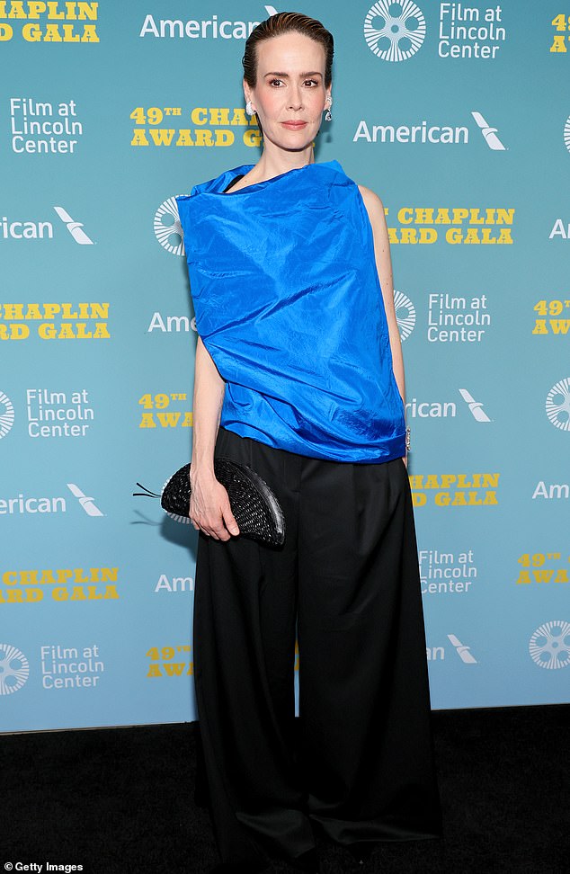 Sarah Paulson rocked a trendy blue look on Monday night while attending the 49th Chaplin Award Gala in New York City with her Appropriate co-star Ella Beatty.
