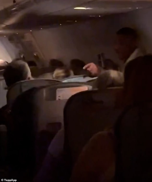 Footage taken and shared on social media by shocked customers showed how a man appeared to shout at another passenger, pointing his finger and shouting expletives.