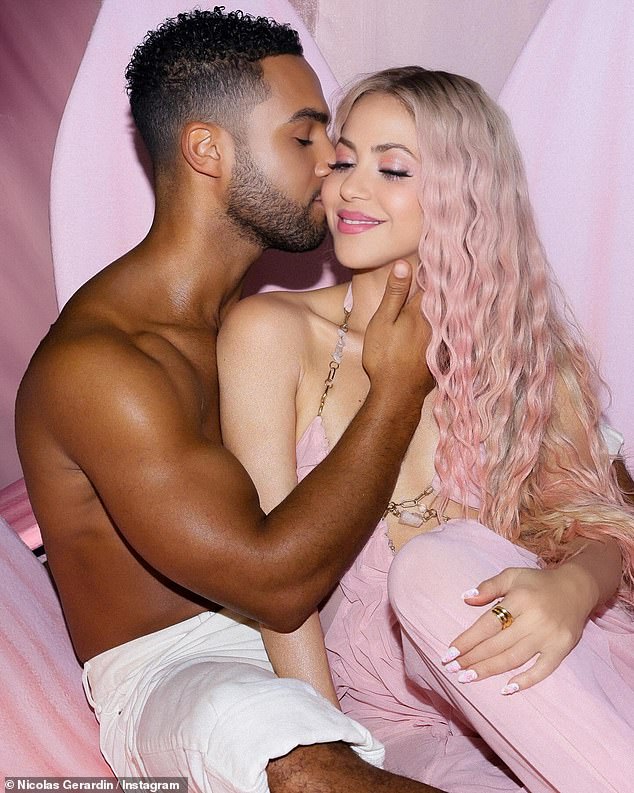 Shakira and Lucien Laviscount struck up a romance after meeting on the set of her music video for Punteria in February (pictured)