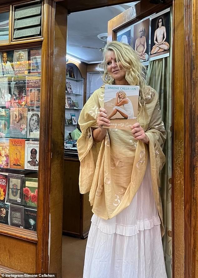 Shane Warne's ex-wife Simone Callahan (pictured) cut a stylish figure on Wednesday when she donned a traditional Indian robe and bindi at her book launch in Melbourne.