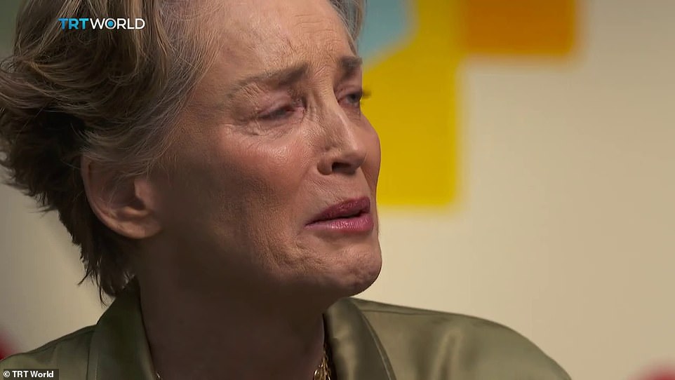 Sharon Stone broke down in tears talking about making a difference for others in the world when Alex Salmond interviewed her for Turkish Tea Talk this week.