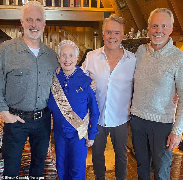 The Partridge Family star Shirley Jones turned 90 this Easter and celebrated with her sons (from left) Patrick Cassidy, 62, Shaun Cassidy, 65, and Ryan Cassidy, 58.