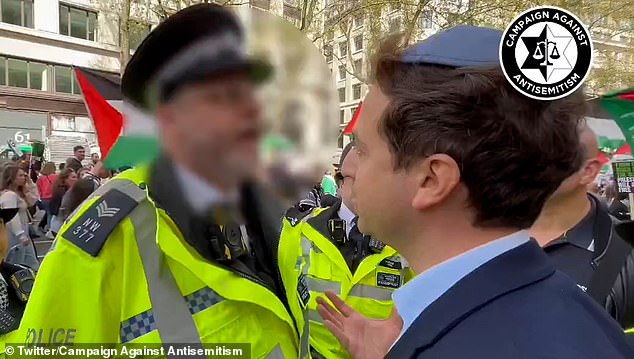 The outrage comes after Gideon Falter, who heads the Campaign Against Antisemitism (CAA), was threatened with arrest for appearing 