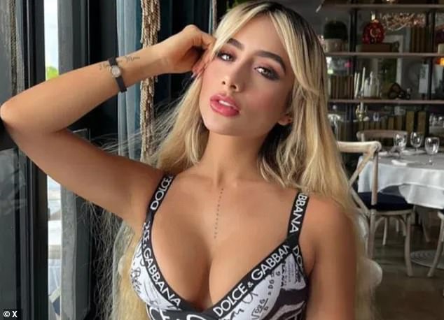 Mexican influencer Vielka Pulido (pictured) and her partner, locally identified as Joel Abraham Chávez, were shot dead at point-blank range, captured on CCTV.