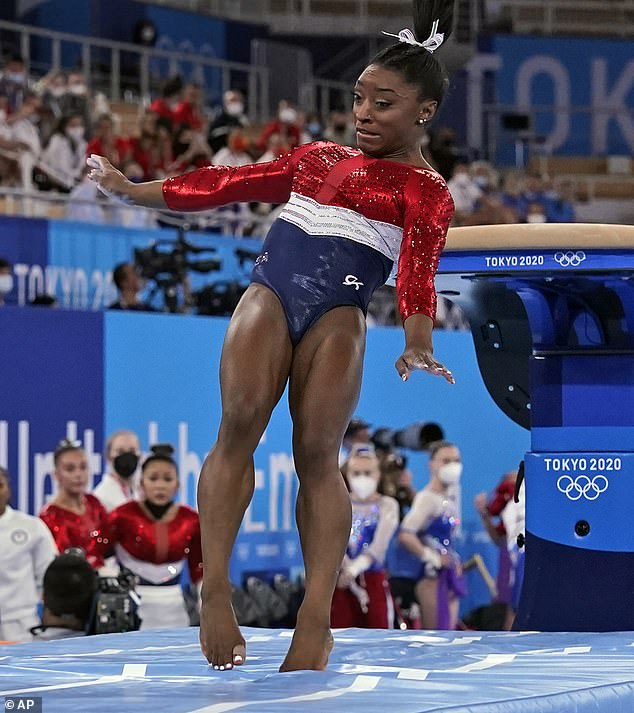 The Olympic gold medalist, 27, withdrew from many events at the 2020 games, after stumbling during her jump after suffering something called 'the spins'.