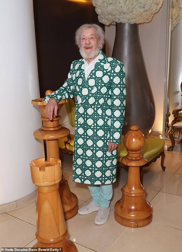 Sir Ian McKellen showed off his sense of style at the Player Kings after-party at St Martin's Lane in London on Thursday, after hitting the boards in the new West End play.