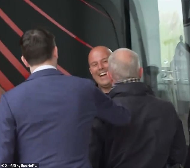 Feyenoord boss Arne Slot smiled when Sky Sports reporter Gary Cotterill greeted him and asked him about the Liverpool job.